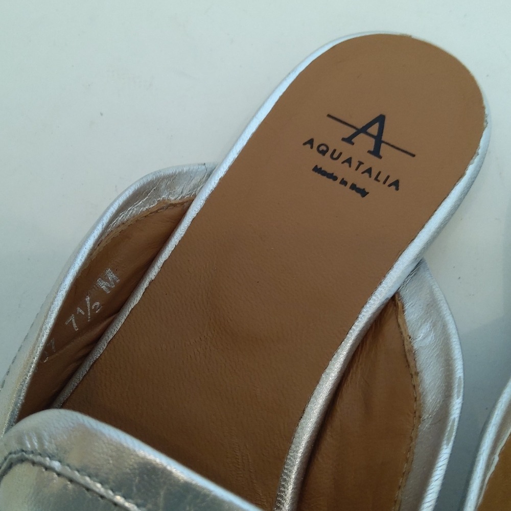 AQUATALIA Jayleen silver metallic slip on mules - Picture 8 of 10
